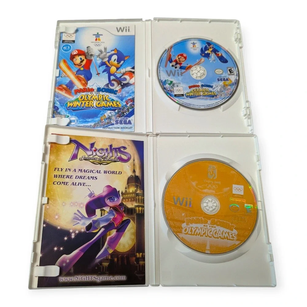 Nintendo Wii Mario & Sonic Olympic Games Bundle Beijing 2008 Vancouver 2010 SEGA